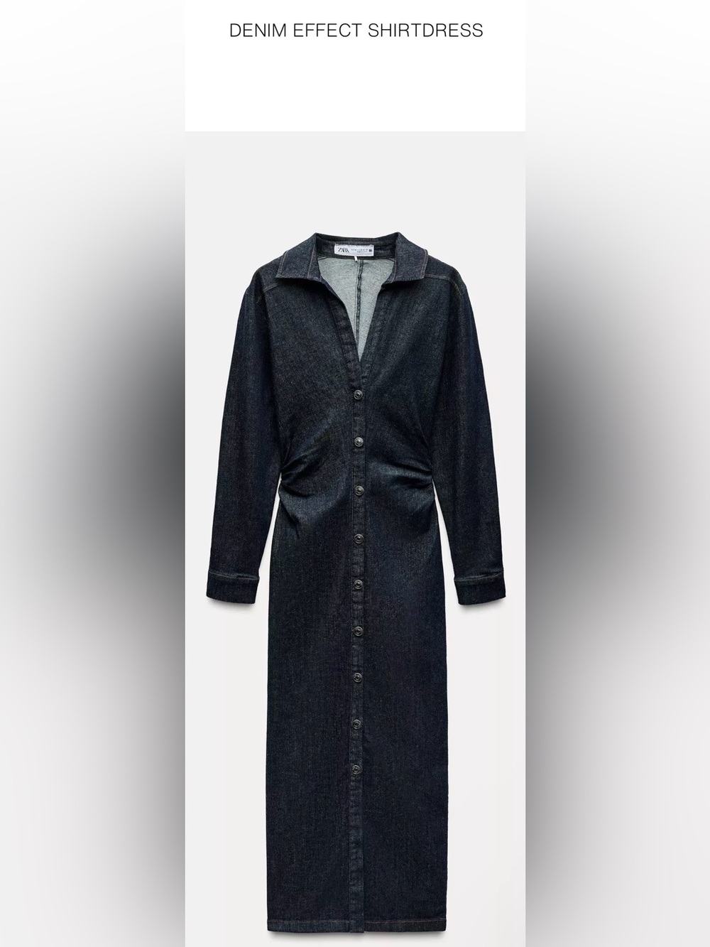 Zara Fitted Denim Effect Shirtdress